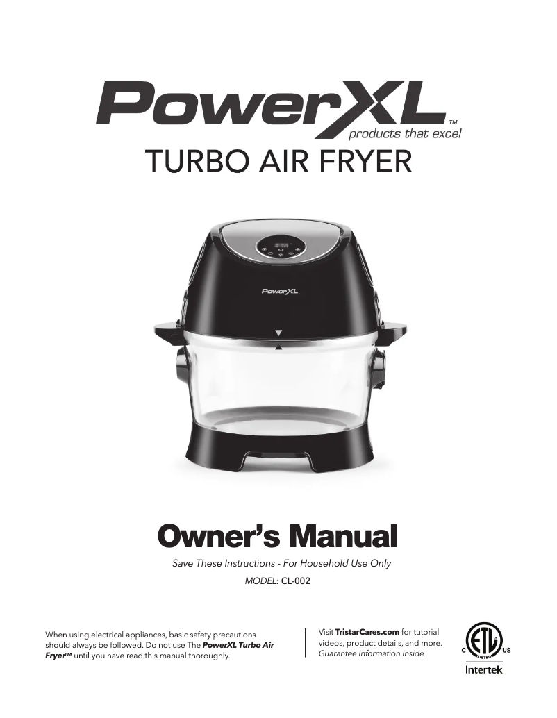 Page n°1 - Manuel utilisateur PowerXL Turbo Air Fryer CL-002