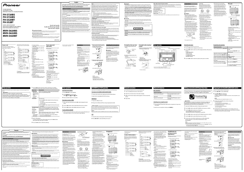 Page n°1 - Guide de démarrage rapide Pioneer MVH-S620BS
