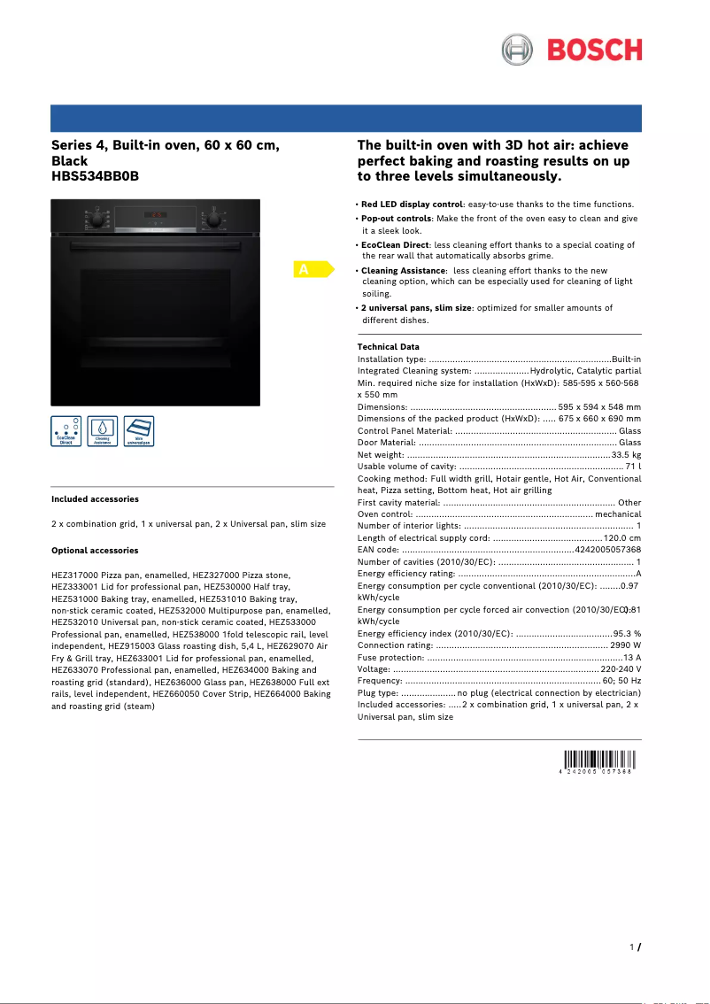 Imagen de la primera página del manual del dispositivo Serie 4 HBS534BB0B