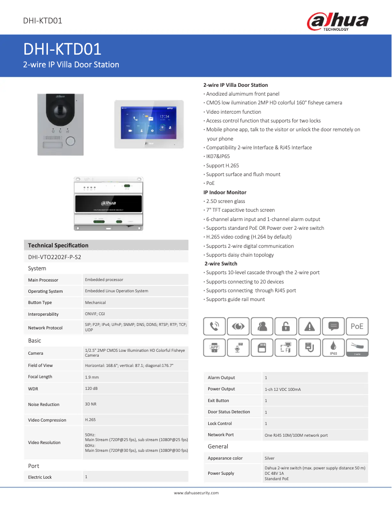 Page n°1 - Fiche technique Dahua Technology KTD01