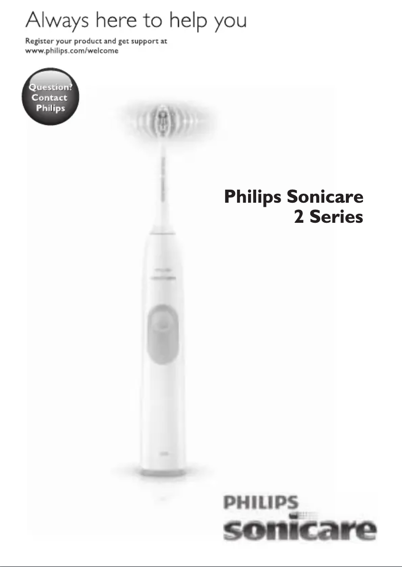 Image de la première page du manuel de l'appareil Sonicare 2 Series plaque control HX6201