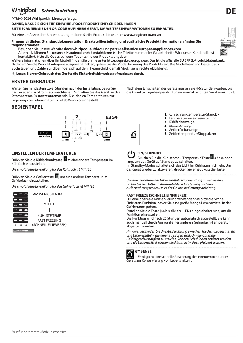 Page 1 de la notice Mode d'emploi Whirlpool WH SP70 T121