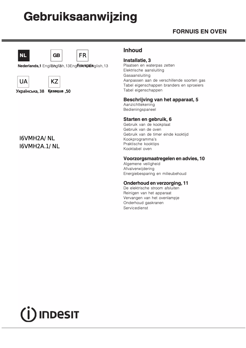 Página 1 del manual Manual de usuario Indesit I6VMH2A.1