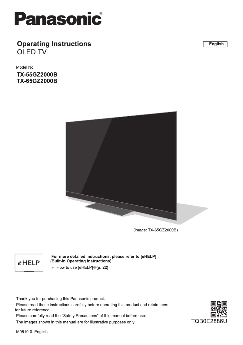 Image de la première page du manuel de l'appareil TX-55GZ2000B