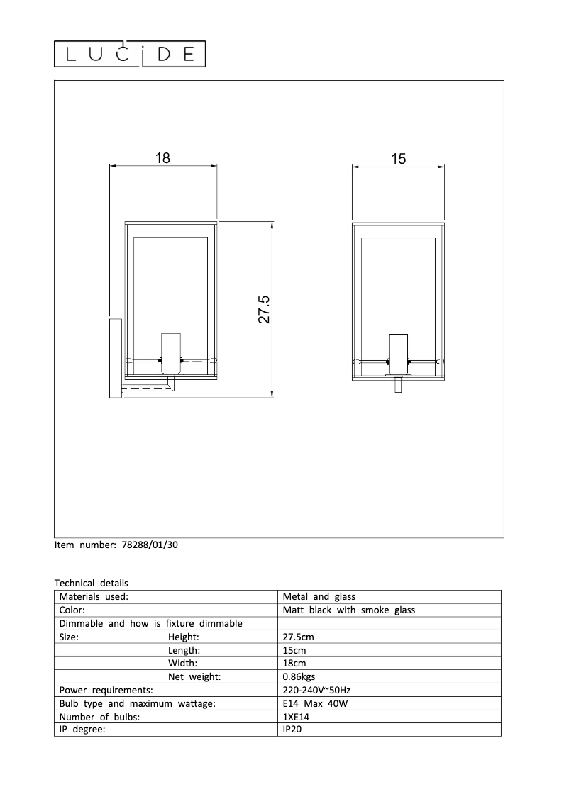 Page n°1 - Manuel utilisateur Lucide Julot 78288/01/30
