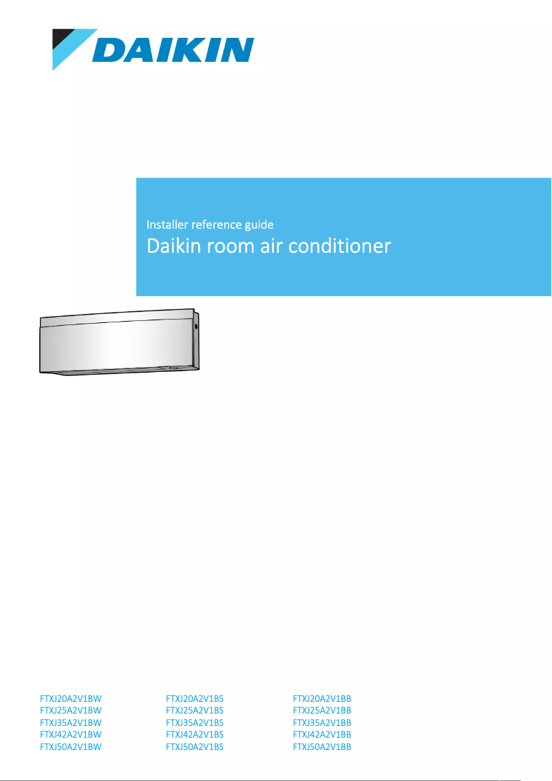 Page 1 de la notice Guide d'installation Daikin FTXJ50A2V1BS