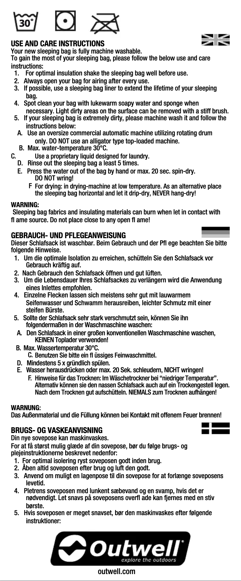 Page 1 de la notice Manuel utilisateur Outwell Contour Lux