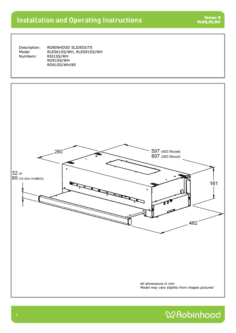 Página 1 del manual Instrucciones / montaje Robinhood RI61SS