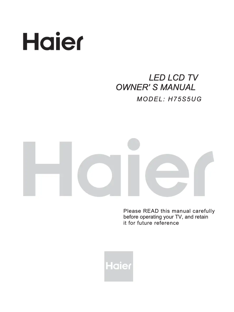 Page 1 de la notice Manuel utilisateur Haier H75S5UG