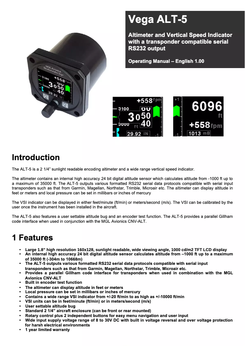 Image de la première page du manuel de l'appareil ALT-5