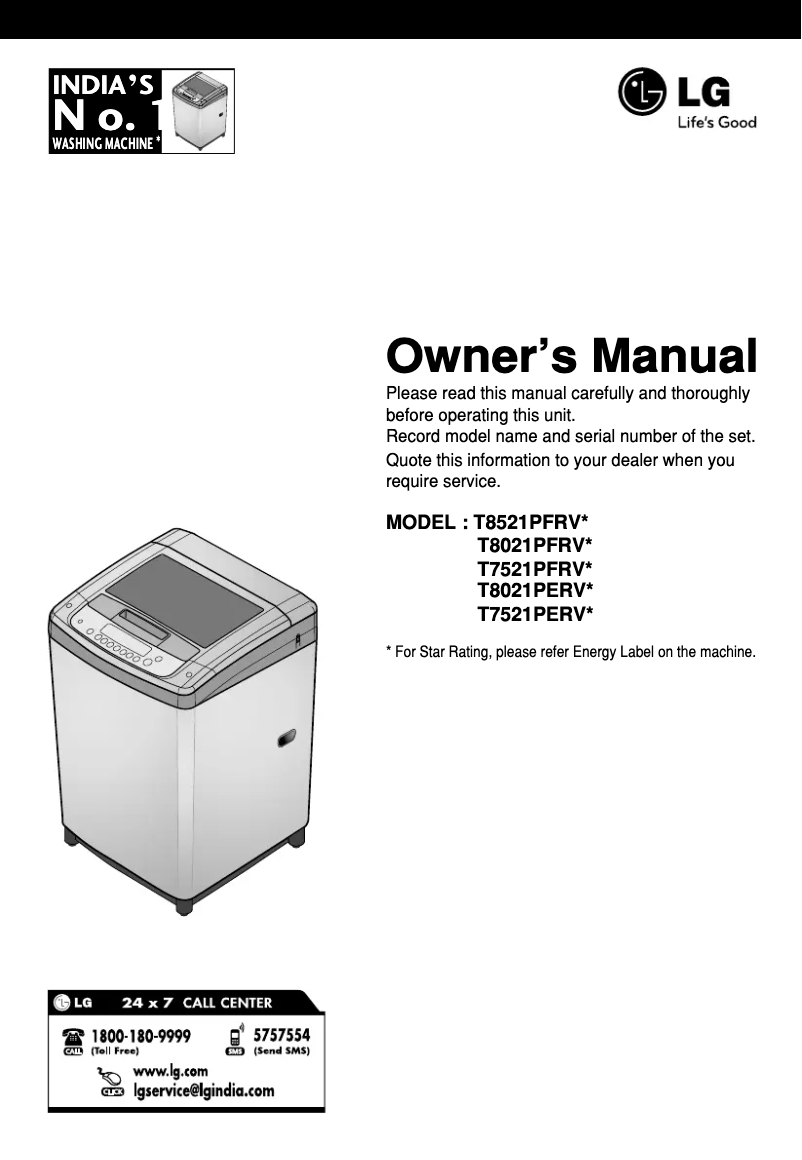Image de la première page du manuel de l'appareil T8021PFRV5