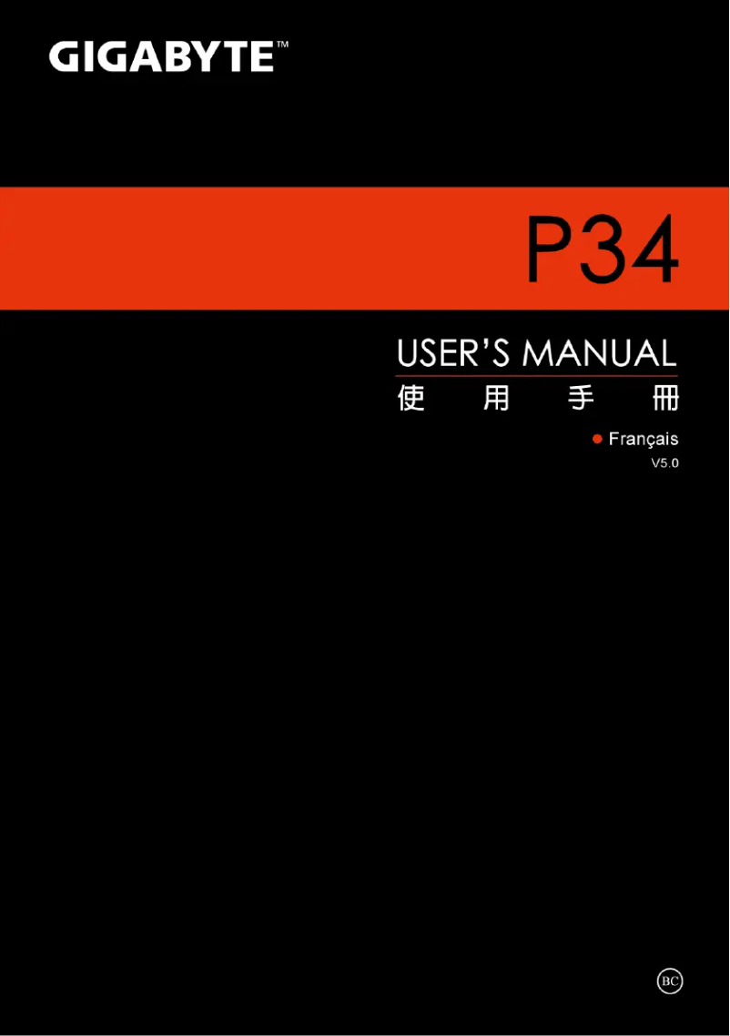 Page 1 de la notice Manuel utilisateur Gigabyte P34G v2