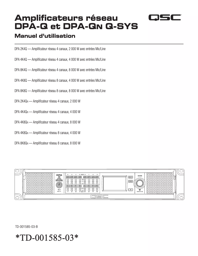 Image de la première page du manuel de l'appareil DPA-8K8Q