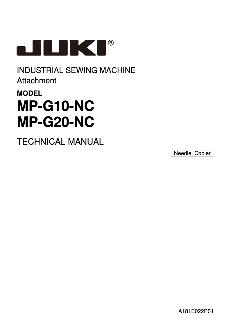Página 1 del manual Manual de usuario Juki MP-G20-NC