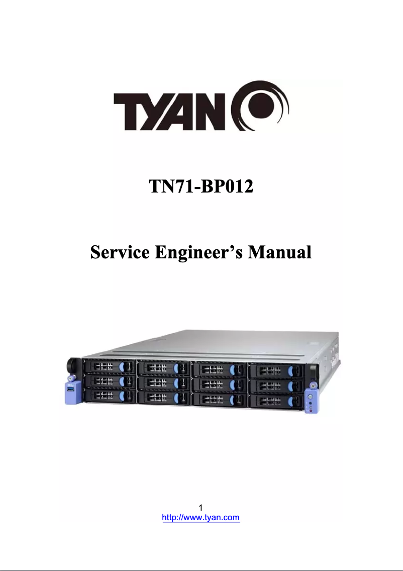 Page n°1 - Manuel utilisateur Tyan TN71-BP012