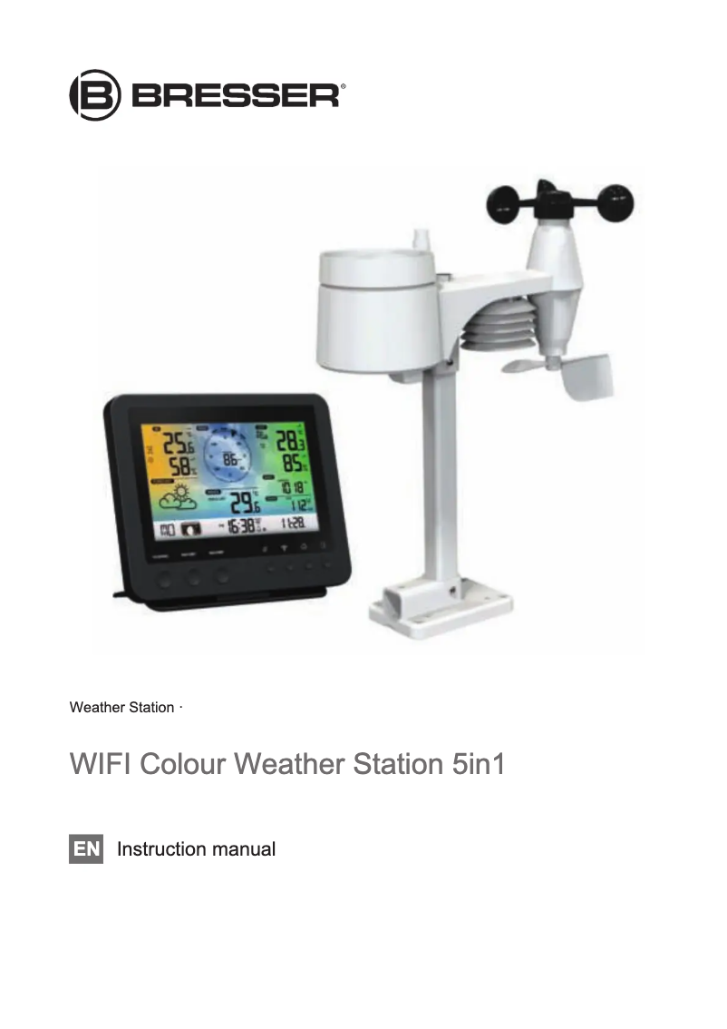 Imagen de la primera página del manual del dispositivo WIFI Colour Weather Station 5in1