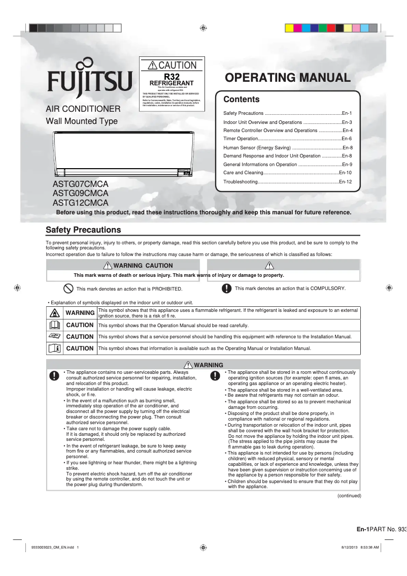 Image de la première page du manuel de l'appareil Lifestyle ASTG07CMCA