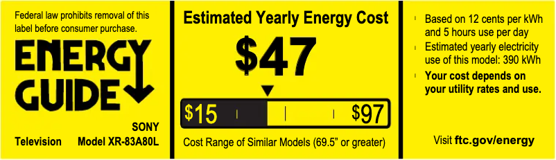Página 1 del manual Etiqueta energética Sony XR-83A80L