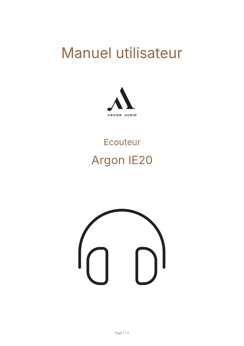 Page n°1 - Manuel utilisateur Argon IE20