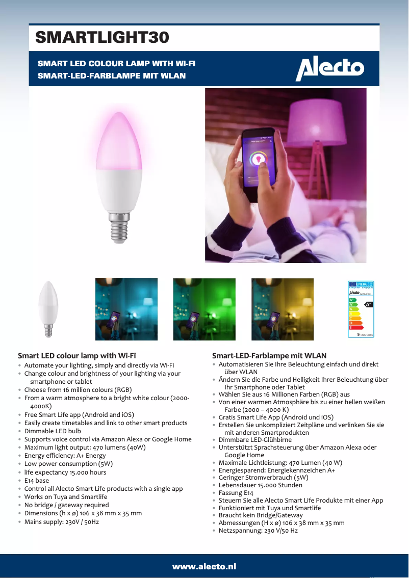 Page n°1 - Manuel utilisateur Alecto SMARTLIGHT30