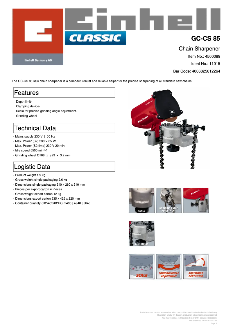 Image de la première page du manuel de l'appareil GC-CS 85