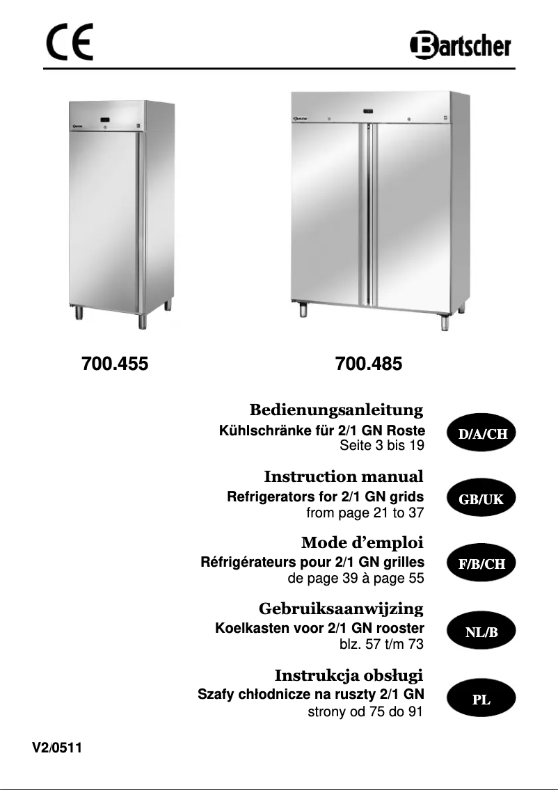 Page 1 de la notice Manuel utilisateur Bartscher 700455