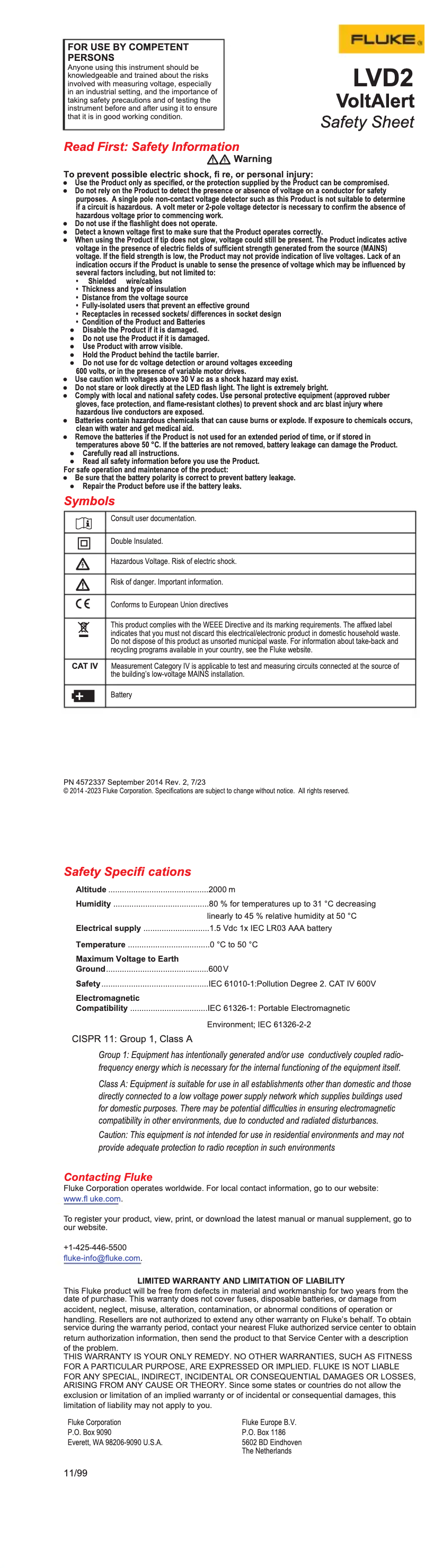Image de la première page du manuel de l'appareil LVD2