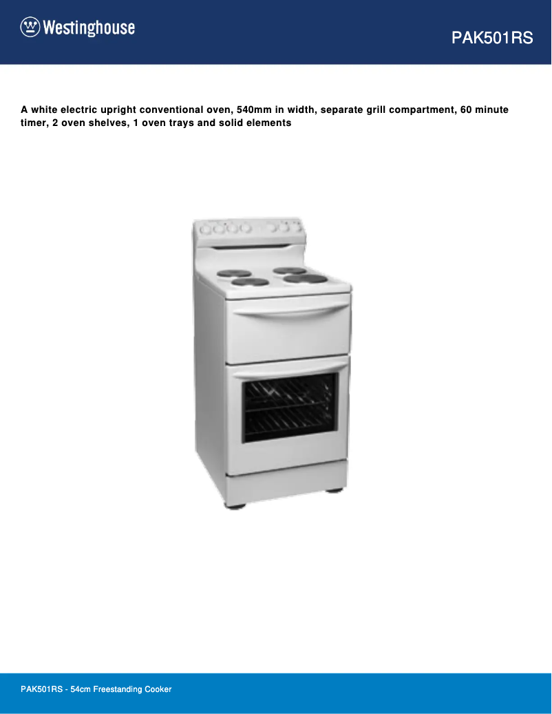 Page n°1 - Manuel utilisateur Westinghouse PAK501RS