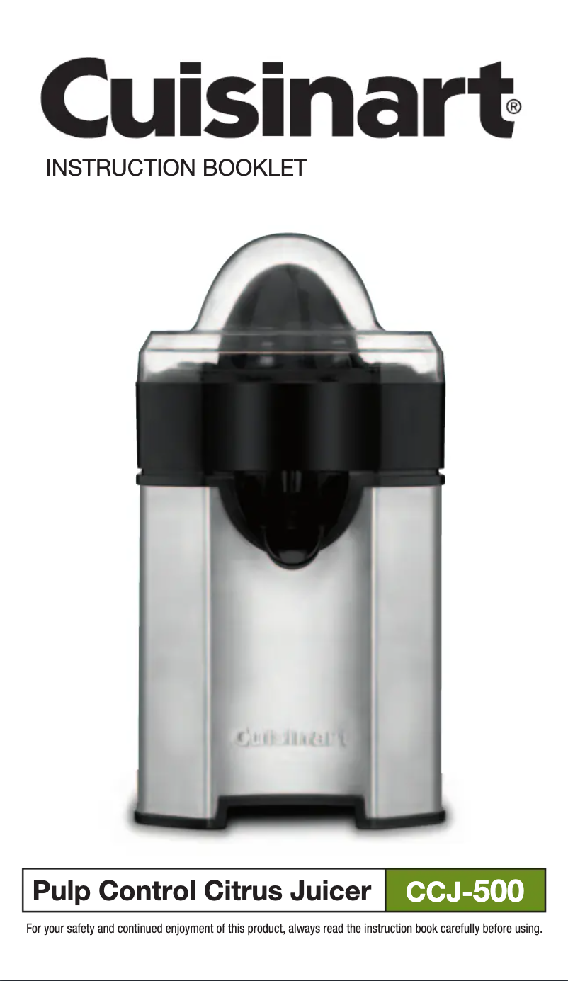 Page 1 de la notice Manuel utilisateur Cuisinart CCJ-500