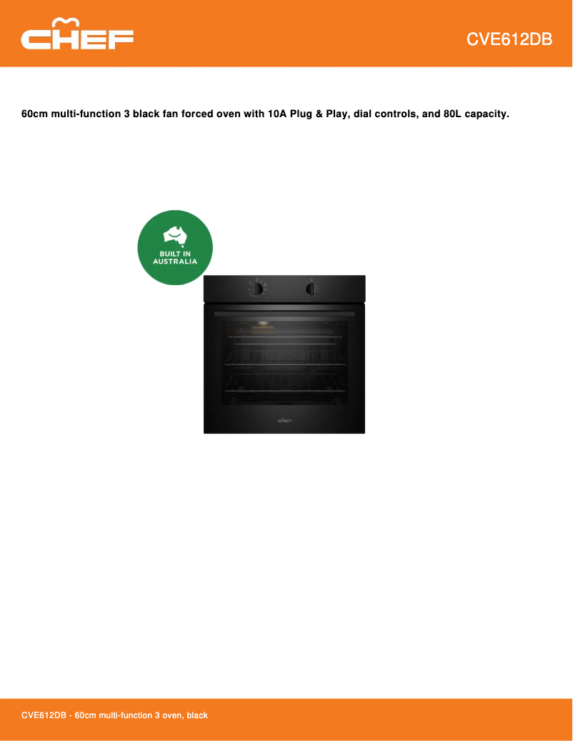 Página 1 del manual Ficha técnica Chef CVE612DB