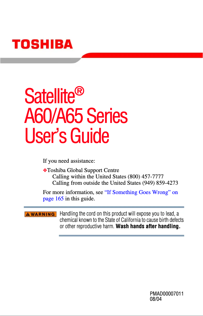 Image de la première page du manuel de l'appareil Satellite A65