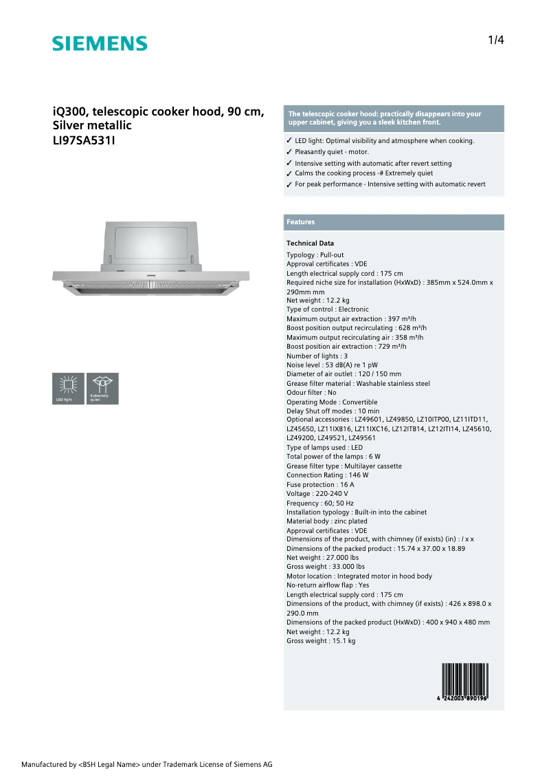 Página 1 del manual Manual de usuario Siemens LI97SA531I