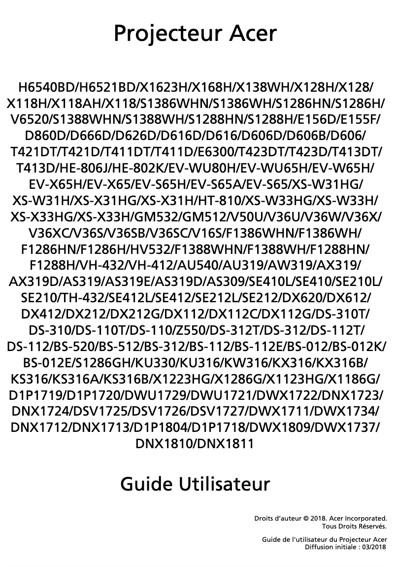 Page n°1 - Manuel utilisateur Acer HV532