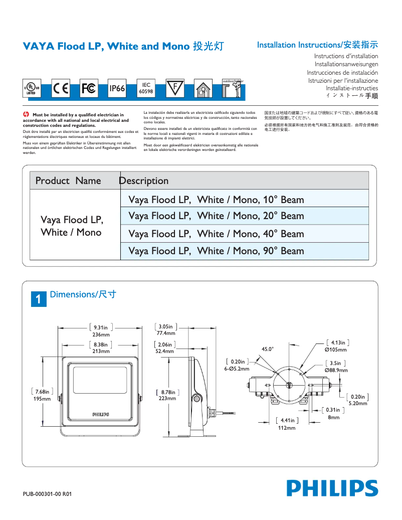 Page 1 de la notice Manuel utilisateur Philips BCP413 18xLED-HB/GN 100-240 40 CE CQC