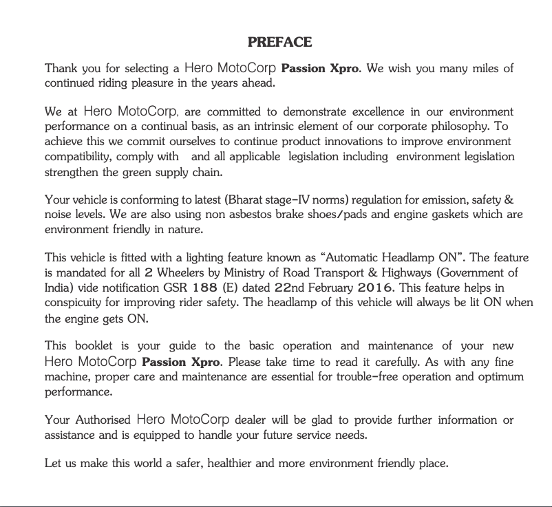 Página 1 del manual Manual de usuario Hero Passion Xpro (2018)