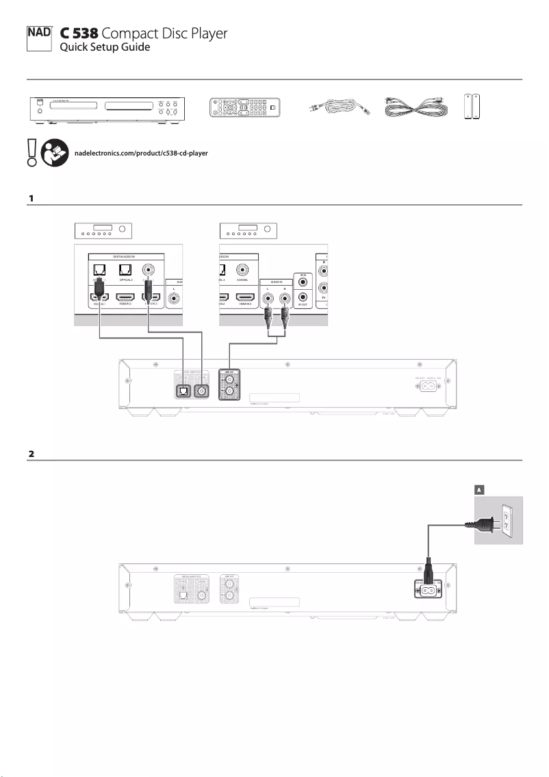 Page 1 de la notice Guide d'installation NAD C 538