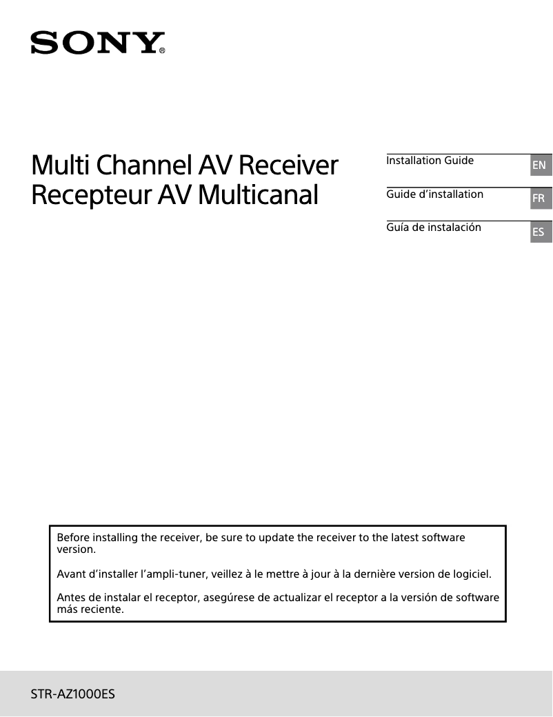 Image de la première page du manuel de l'appareil STR-AZ1000ES