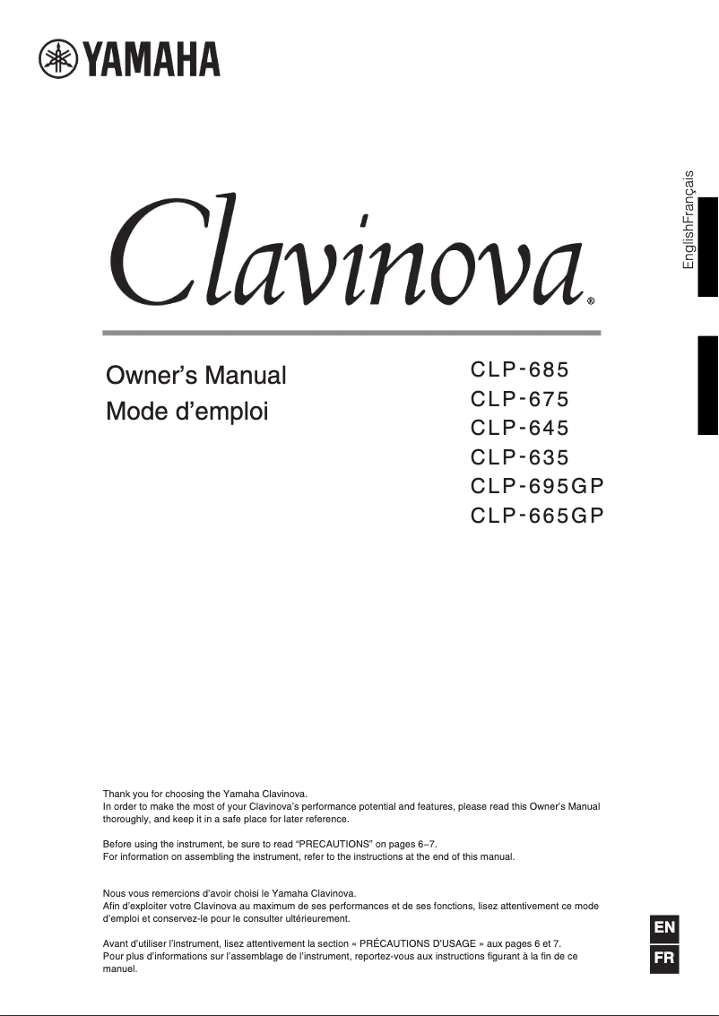 Page n°1 - Manuel utilisateur Yamaha Clavinova CLP-635