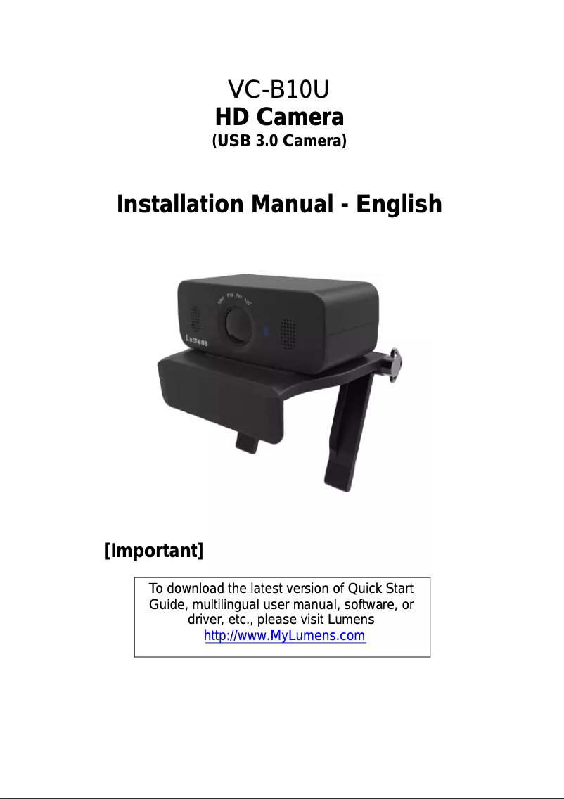 Page 1 de la notice Manuel utilisateur Lumens VC-B10U