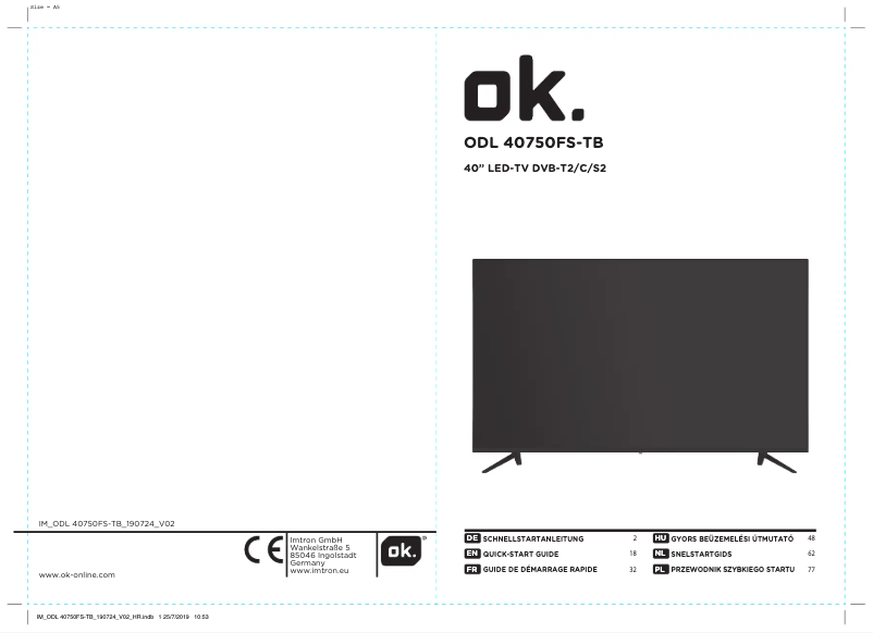 Image de la première page du manuel de l'appareil ODL 40750FS-TB