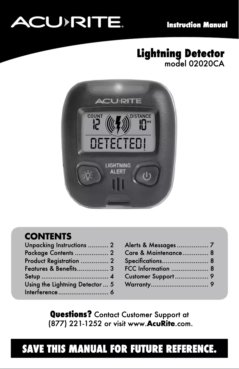 Page 1 de la notice Manuel utilisateur AcuRite 02020CA