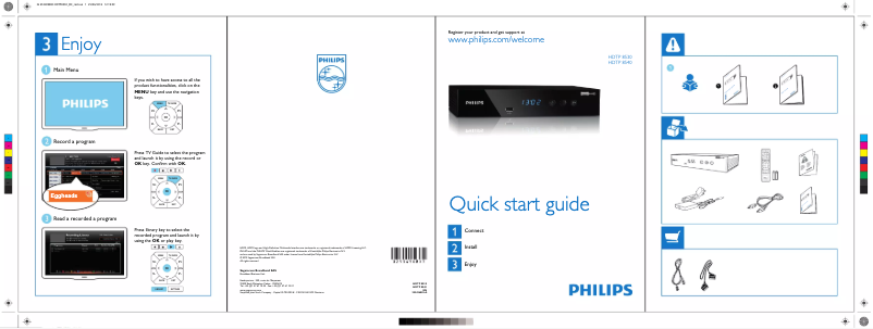 Page n°1 - Guide de démarrage rapide Philips HDTP8530