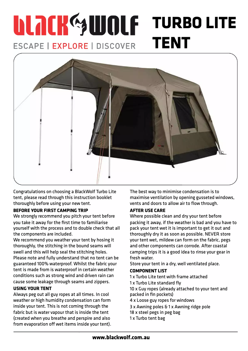 Página 1 del manual Manual de usuario Black Wolf Turbo Lite 210