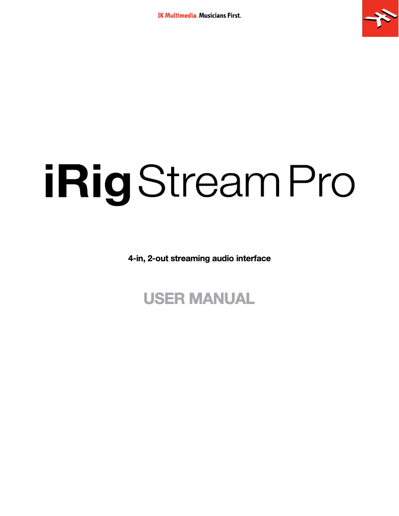 Image de la première page du manuel de l'appareil iRig Stream Pro