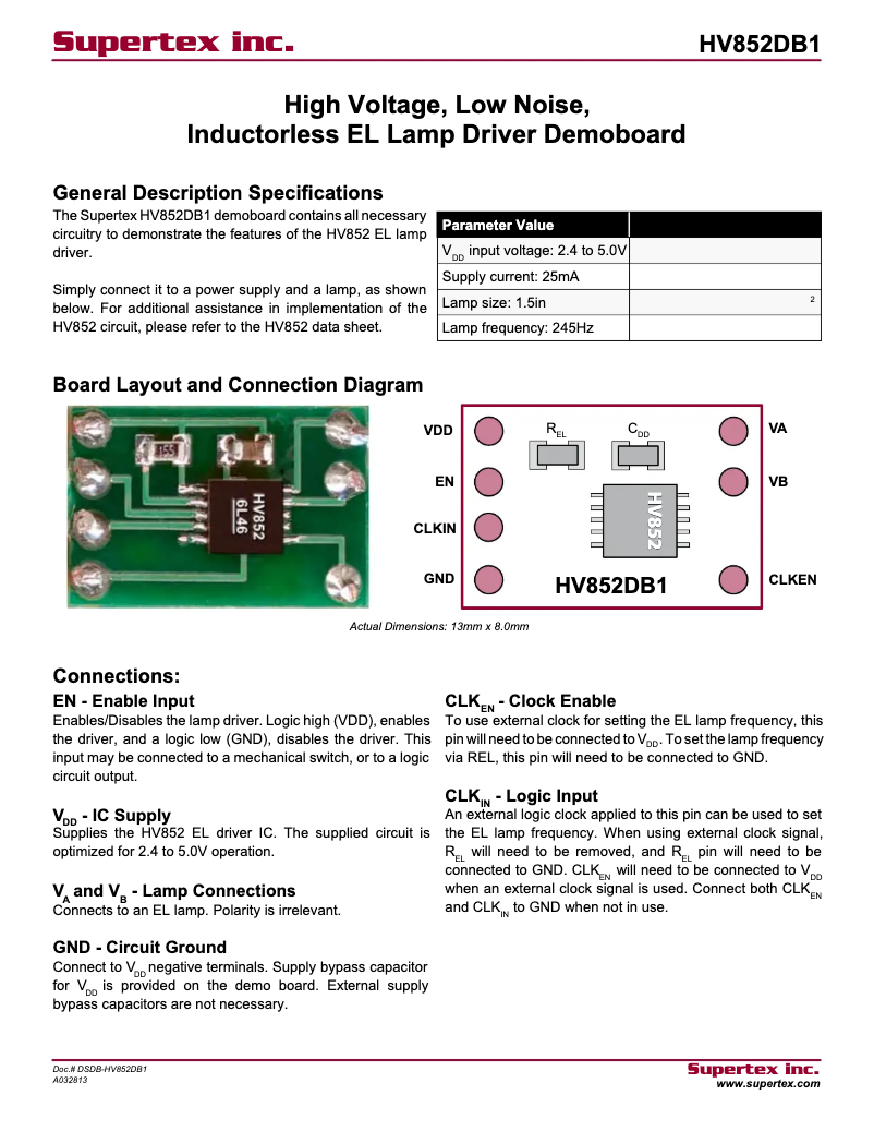 Page 1 de la notice Manuel utilisateur Microchip HV852DB1
