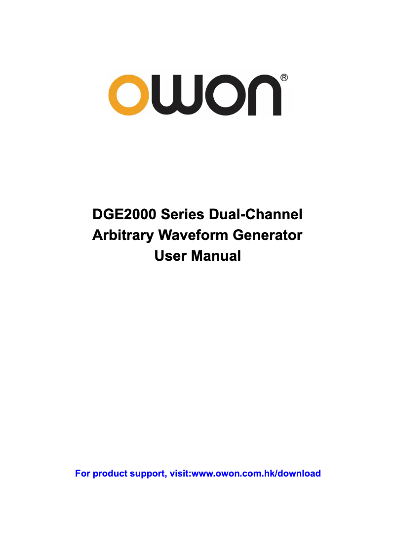 Page n°1 - Manuel utilisateur Owon DGE2000