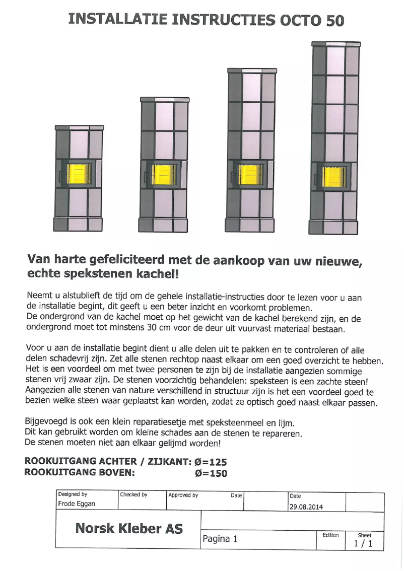 Page n°1 - Manuel utilisateur Norsk Kleber Octo 50