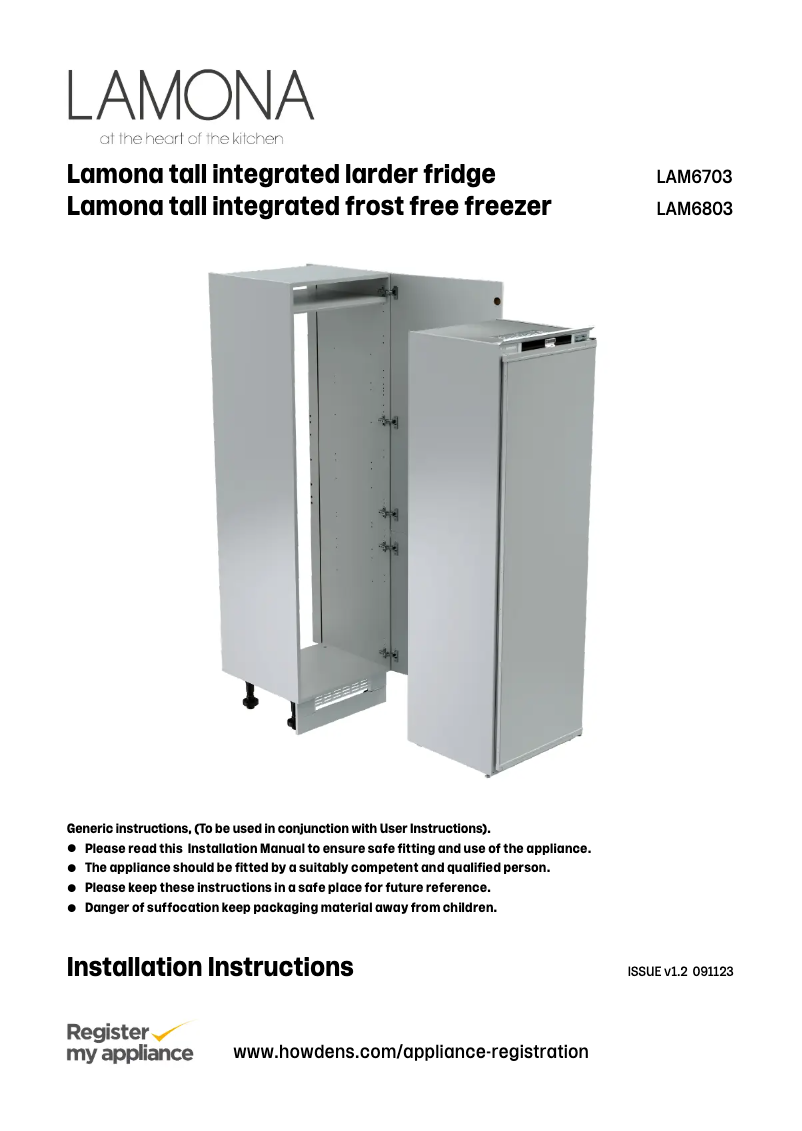 Page n°1 - Guide d'installation Lamona LAM6803