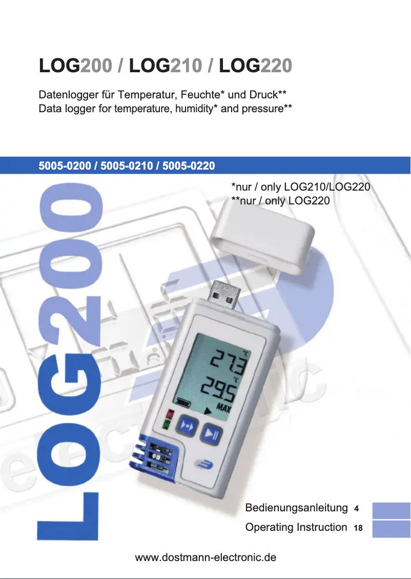 Page n°1 - Manuel utilisateur Dostmann Electronic LOG210