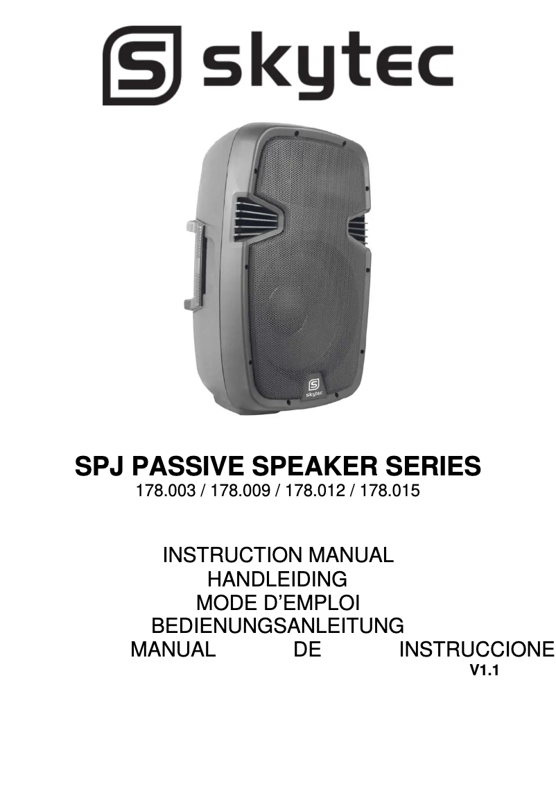 Page 1 de la notice Manuel utilisateur Skytec SPJ800